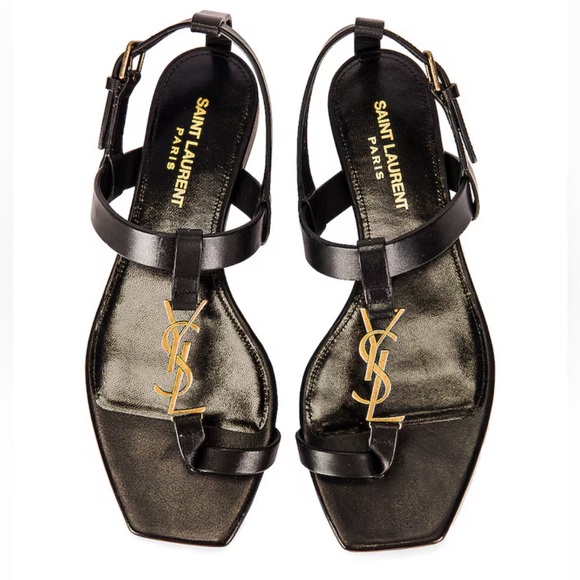Saint Laurent Cassandra Leather ToeLoop Sandals
